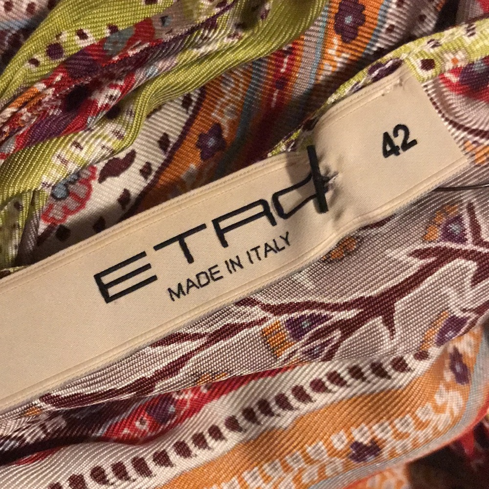 Etro 100% silk paisley print tie dress IT42 US6 - Picture 7 of 7
